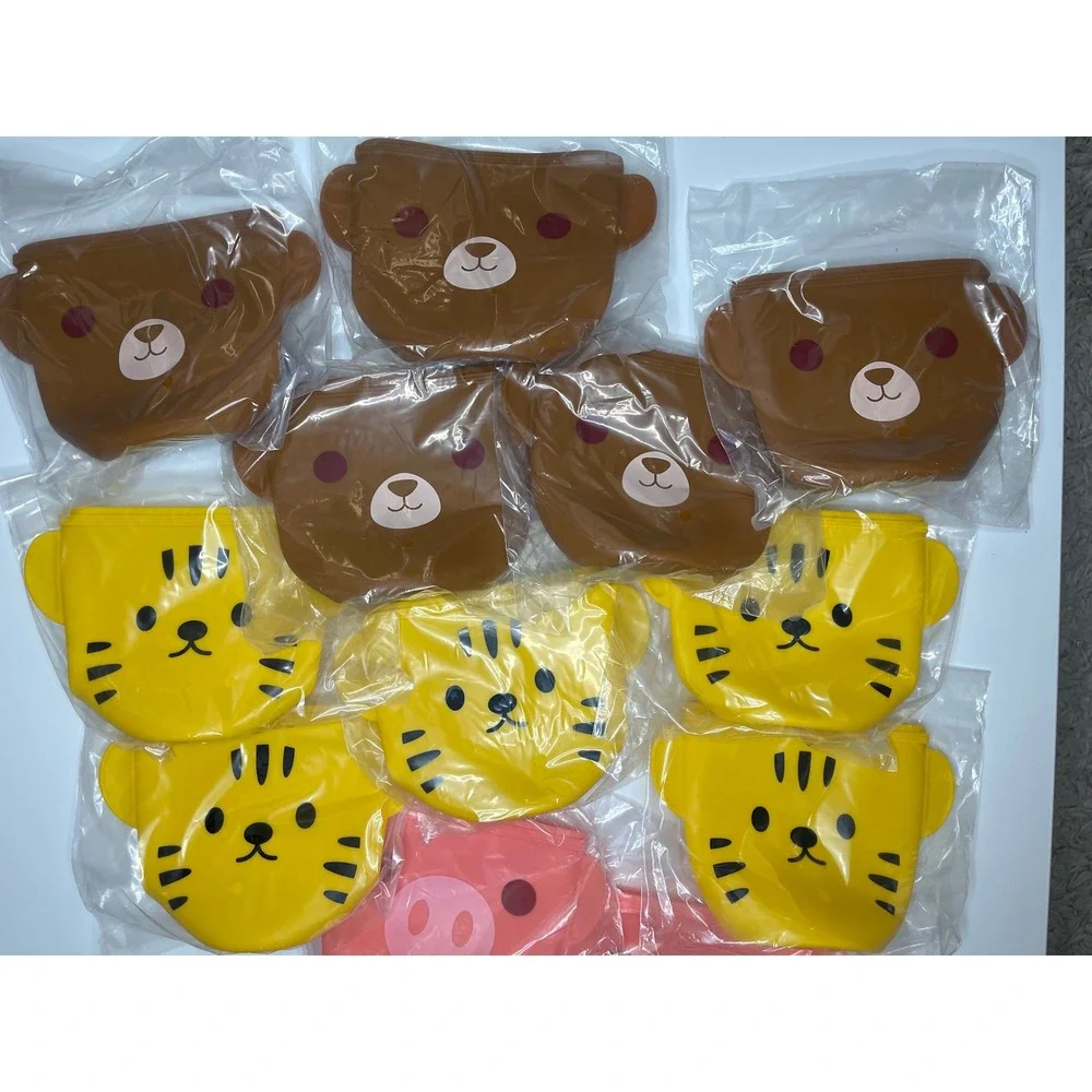Bulk Set of 20 Animal Silicone Reusable Snack Bags Bear Tiger Pig Koala Kids